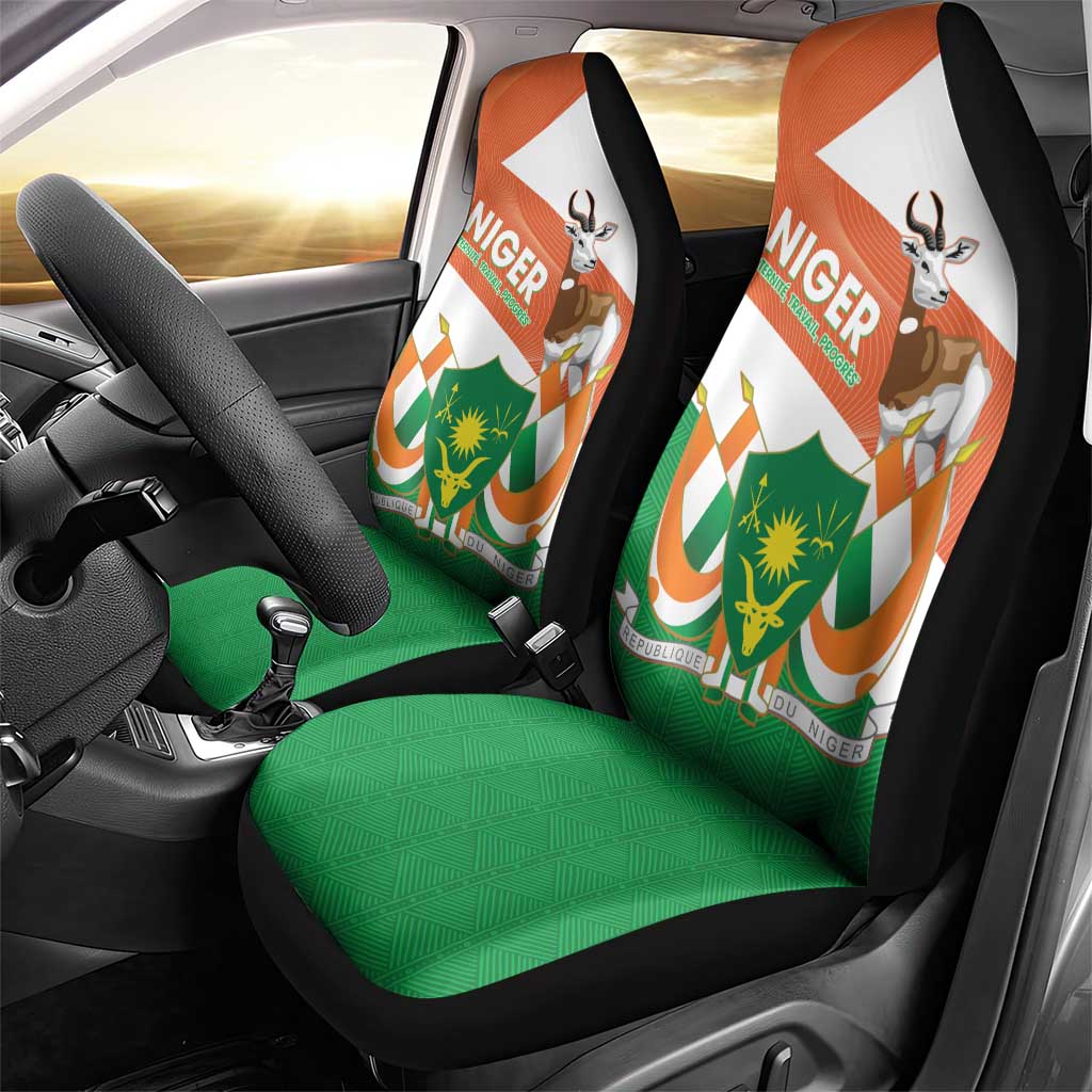 Niger Republic Day Car Seat Cover Coat Of Arms With Dama Gazelle - Wonder Print Shop