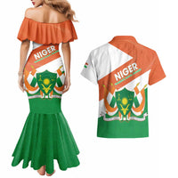 Niger Republic Day Couples Matching Mermaid Dress and Hawaiian Shirt Coat Of Arms With Dama Gazelle - Wonder Print Shop