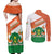 Niger Republic Day Couples Matching Off Shoulder Maxi Dress and Long Sleeve Button Shirt Coat Of Arms With Dama Gazelle - Wonder Print Shop