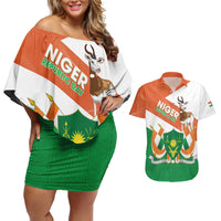 Niger Republic Day Couples Matching Off Shoulder Short Dress and Hawaiian Shirt Coat Of Arms With Dama Gazelle - Wonder Print Shop