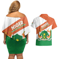 Niger Republic Day Couples Matching Off Shoulder Short Dress and Hawaiian Shirt Coat Of Arms With Dama Gazelle - Wonder Print Shop