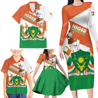 Niger Republic Day Family Matching Long Sleeve Bodycon Dress and Hawaiian Shirt Coat Of Arms With Dama Gazelle - Wonder Print Shop
