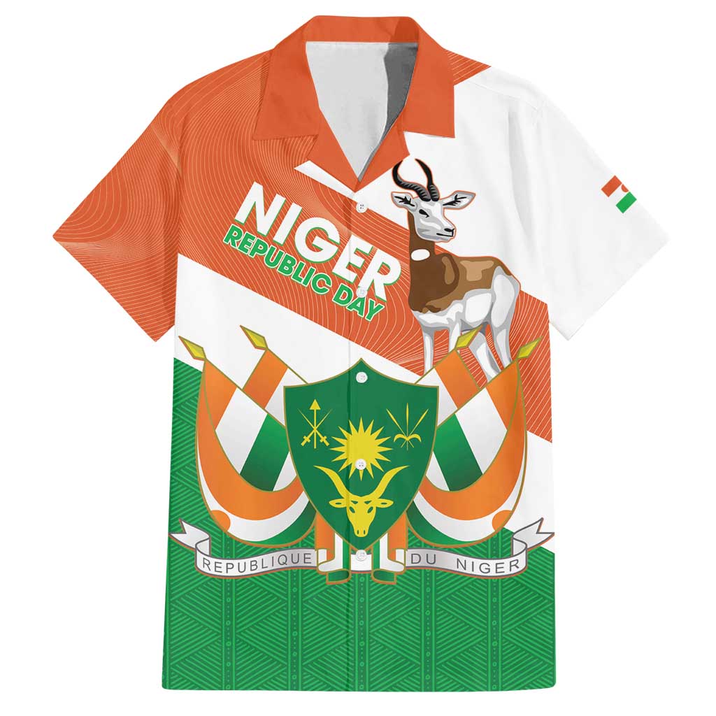 Niger Republic Day Family Matching Long Sleeve Bodycon Dress and Hawaiian Shirt Coat Of Arms With Dama Gazelle - Wonder Print Shop