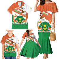 Niger Republic Day Family Matching Mermaid Dress and Hawaiian Shirt Coat Of Arms With Dama Gazelle - Wonder Print Shop