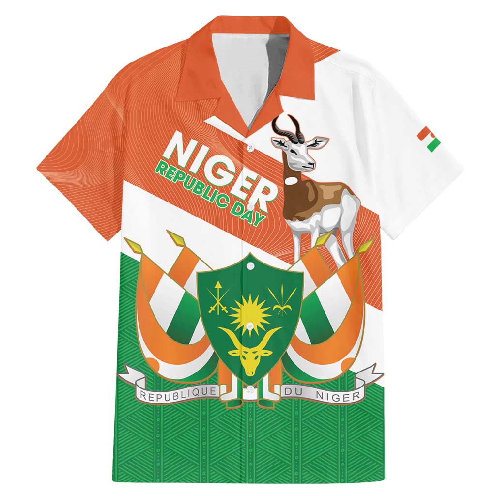 Niger Republic Day Family Matching Mermaid Dress and Hawaiian Shirt Coat Of Arms With Dama Gazelle - Wonder Print Shop