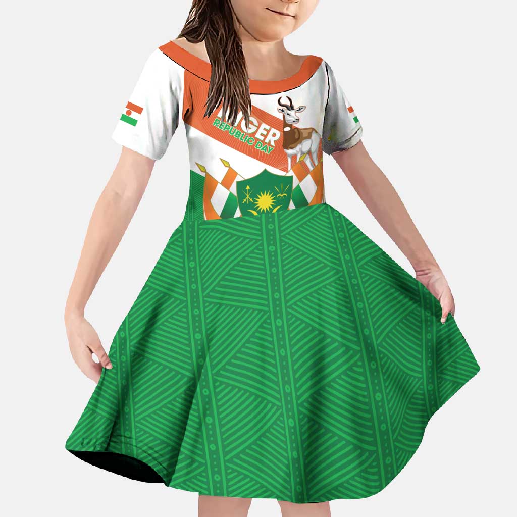 Niger Republic Day Family Matching Off Shoulder Maxi Dress and Hawaiian Shirt Coat Of Arms With Dama Gazelle - Wonder Print Shop