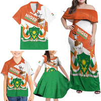 Niger Republic Day Family Matching Off Shoulder Maxi Dress and Hawaiian Shirt Coat Of Arms With Dama Gazelle - Wonder Print Shop