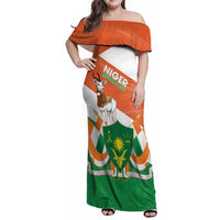 Niger Republic Day Family Matching Off Shoulder Maxi Dress and Hawaiian Shirt Coat Of Arms With Dama Gazelle - Wonder Print Shop