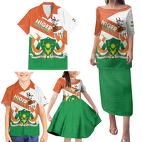 Niger Republic Day Family Matching Puletasi and Hawaiian Shirt Coat Of Arms With Dama Gazelle - Wonder Print Shop