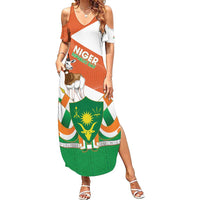 Niger Republic Day Family Matching Summer Maxi Dress and Hawaiian Shirt Coat Of Arms With Dama Gazelle - Wonder Print Shop