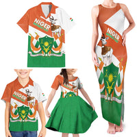Niger Republic Day Family Matching Tank Maxi Dress and Hawaiian Shirt Coat Of Arms With Dama Gazelle - Wonder Print Shop