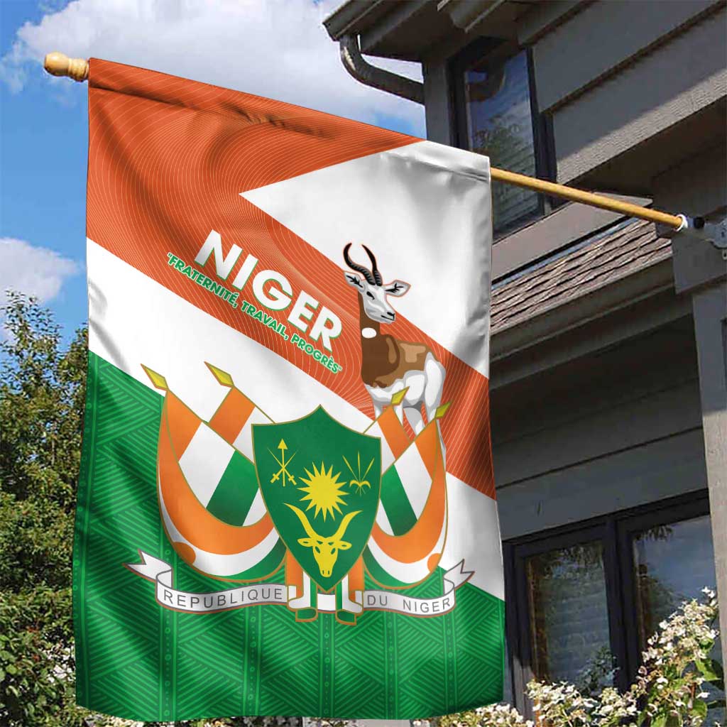 Niger Republic Day Garden Flag Coat Of Arms With Dama Gazelle - Wonder Print Shop