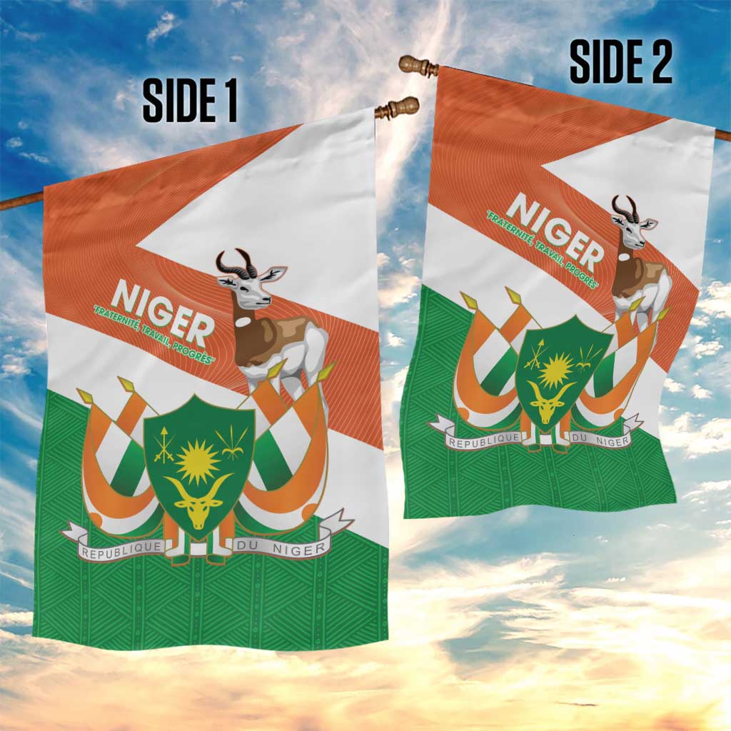 Niger Republic Day Garden Flag Coat Of Arms With Dama Gazelle - Wonder Print Shop
