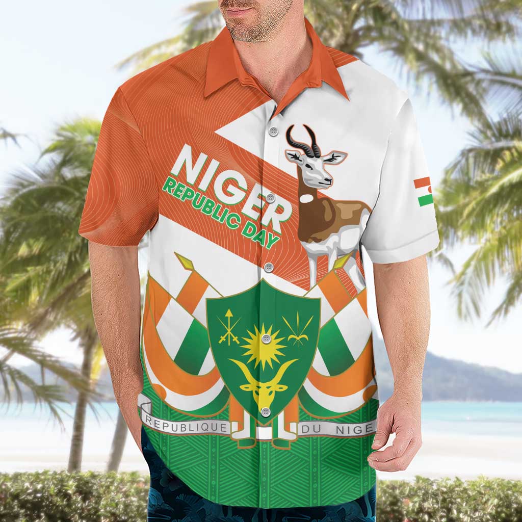 Niger Republic Day Hawaiian Shirt Coat Of Arms With Dama Gazelle - Wonder Print Shop