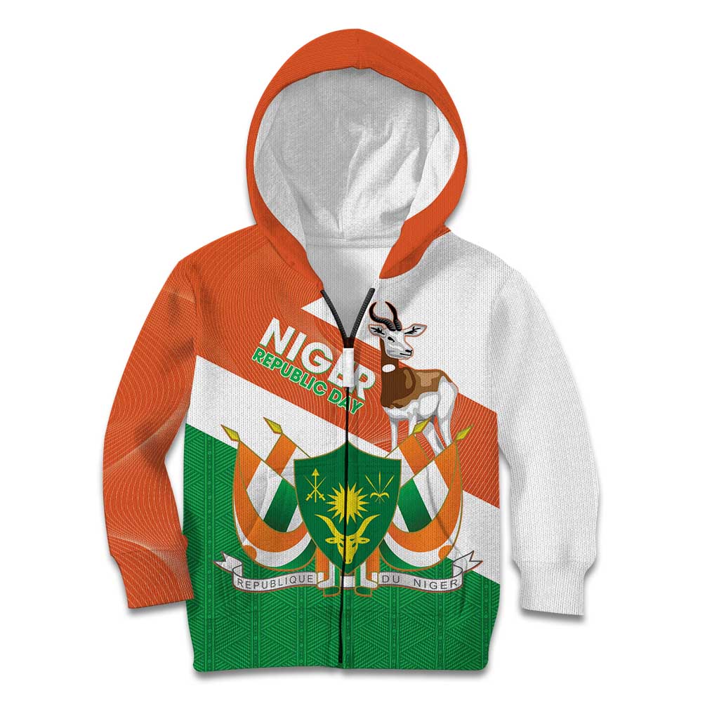 Niger Republic Day Kid Hoodie Coat Of Arms With Dama Gazelle - Wonder Print Shop