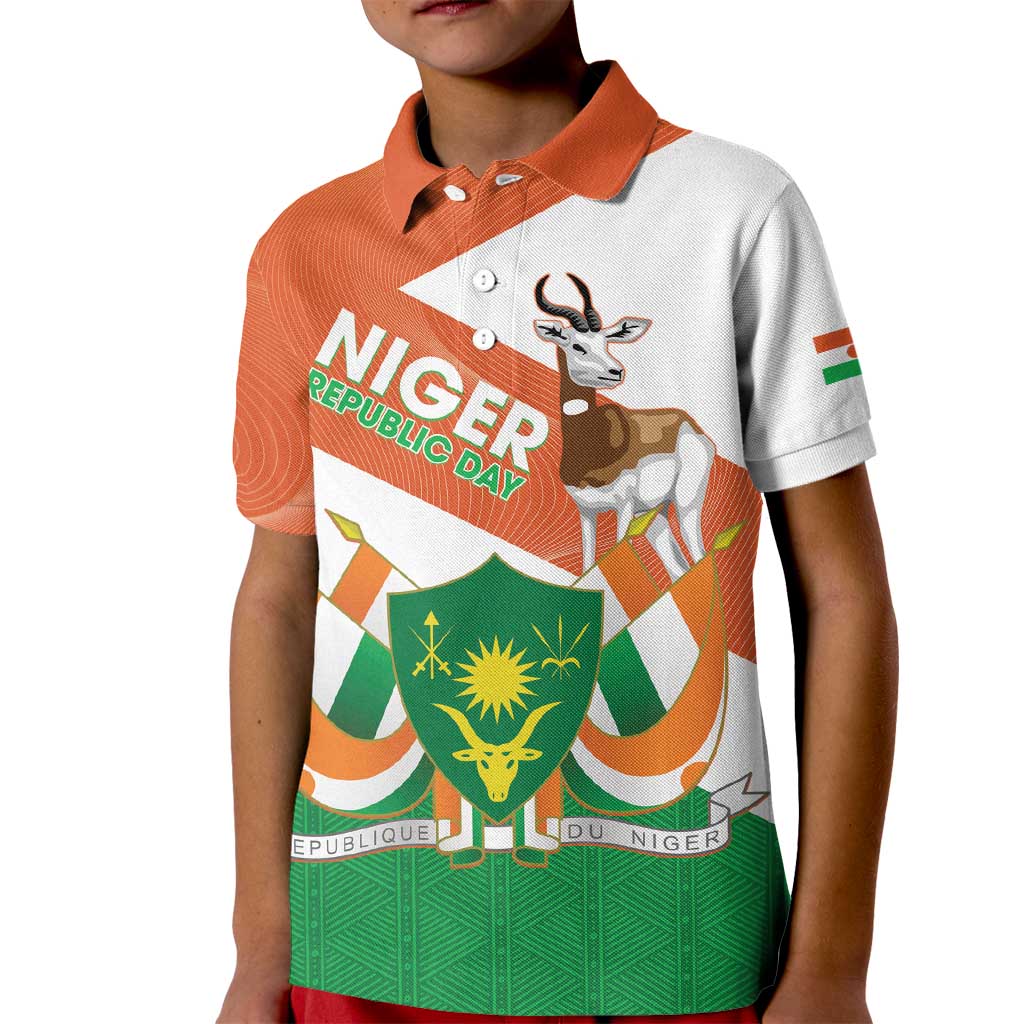 Niger Republic Day Kid Polo Shirt Coat Of Arms With Dama Gazelle - Wonder Print Shop