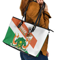 Niger Republic Day Leather Tote Bag Coat Of Arms With Dama Gazelle - Wonder Print Shop