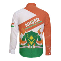 Niger Republic Day Long Sleeve Button Shirt Coat Of Arms With Dama Gazelle - Wonder Print Shop