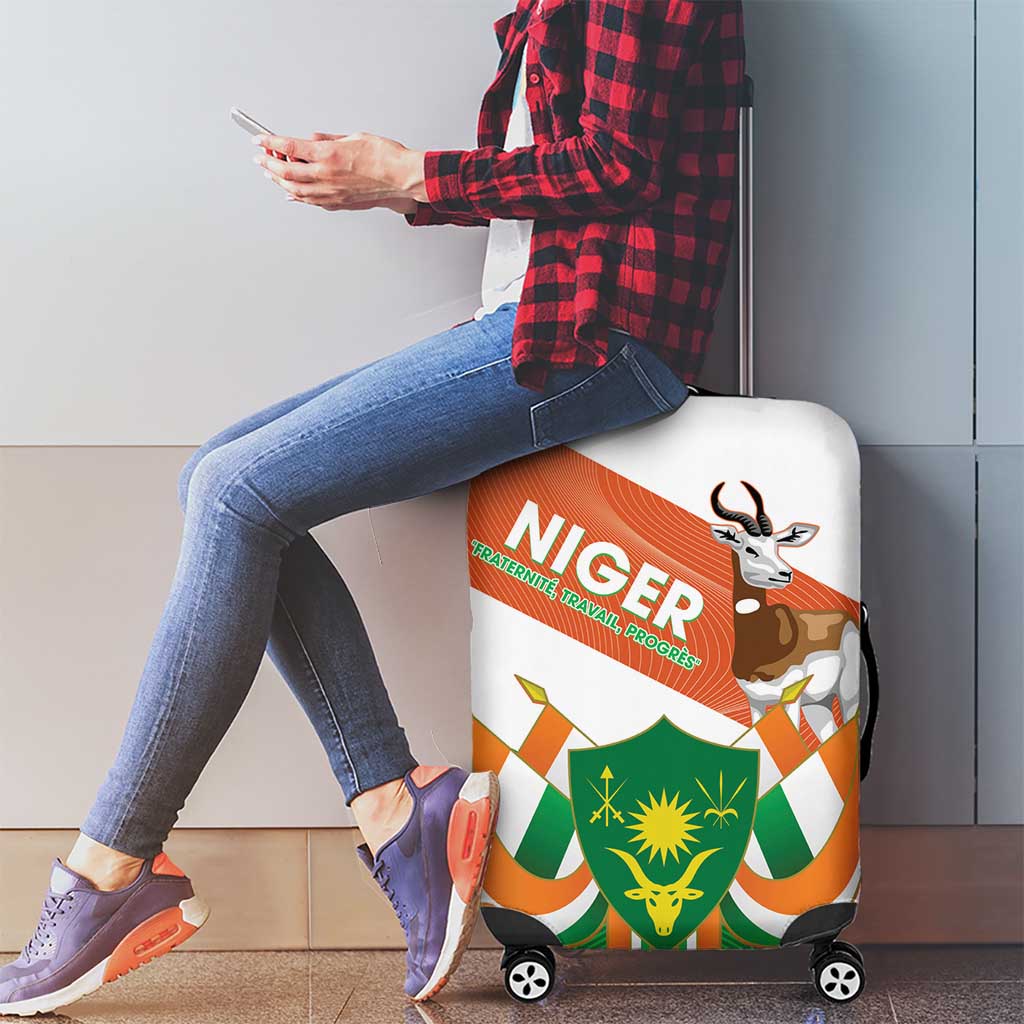 Niger Republic Day Luggage Cover Coat Of Arms With Dama Gazelle - Wonder Print Shop