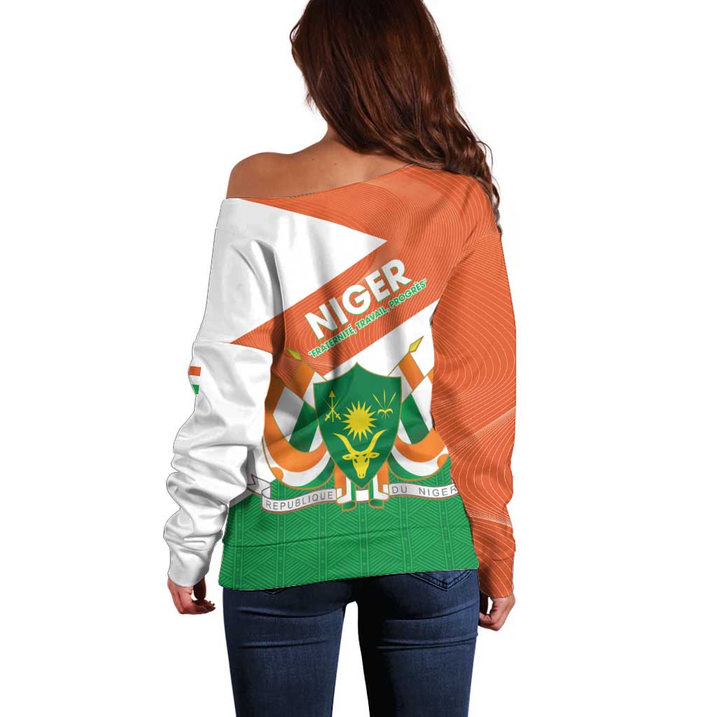 Niger Republic Day Off Shoulder Sweater Coat Of Arms With Dama Gazelle - Wonder Print Shop