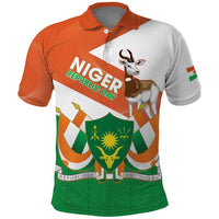 Niger Republic Day Polo Shirt Coat Of Arms With Dama Gazelle - Wonder Print Shop
