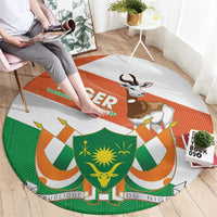 Niger Republic Day Round Carpet Coat Of Arms With Dama Gazelle