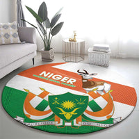 Niger Republic Day Round Carpet Coat Of Arms With Dama Gazelle