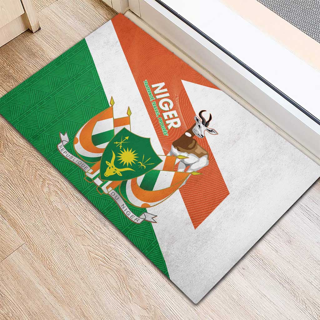 Niger Republic Day Rubber Doormat Coat Of Arms With Dama Gazelle - Wonder Print Shop