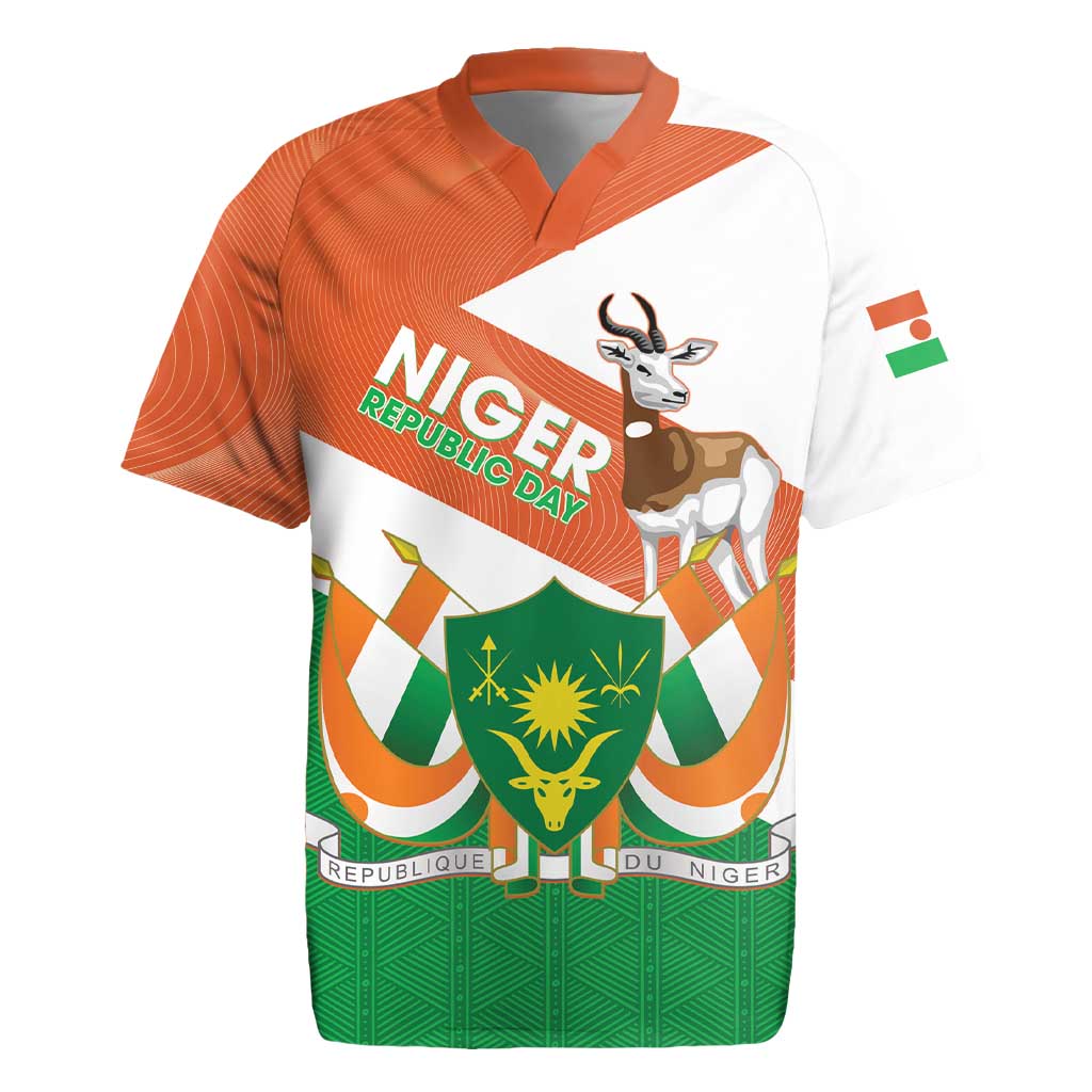 Niger Republic Day Rugby Jersey Coat Of Arms With Dama Gazelle - Wonder Print Shop