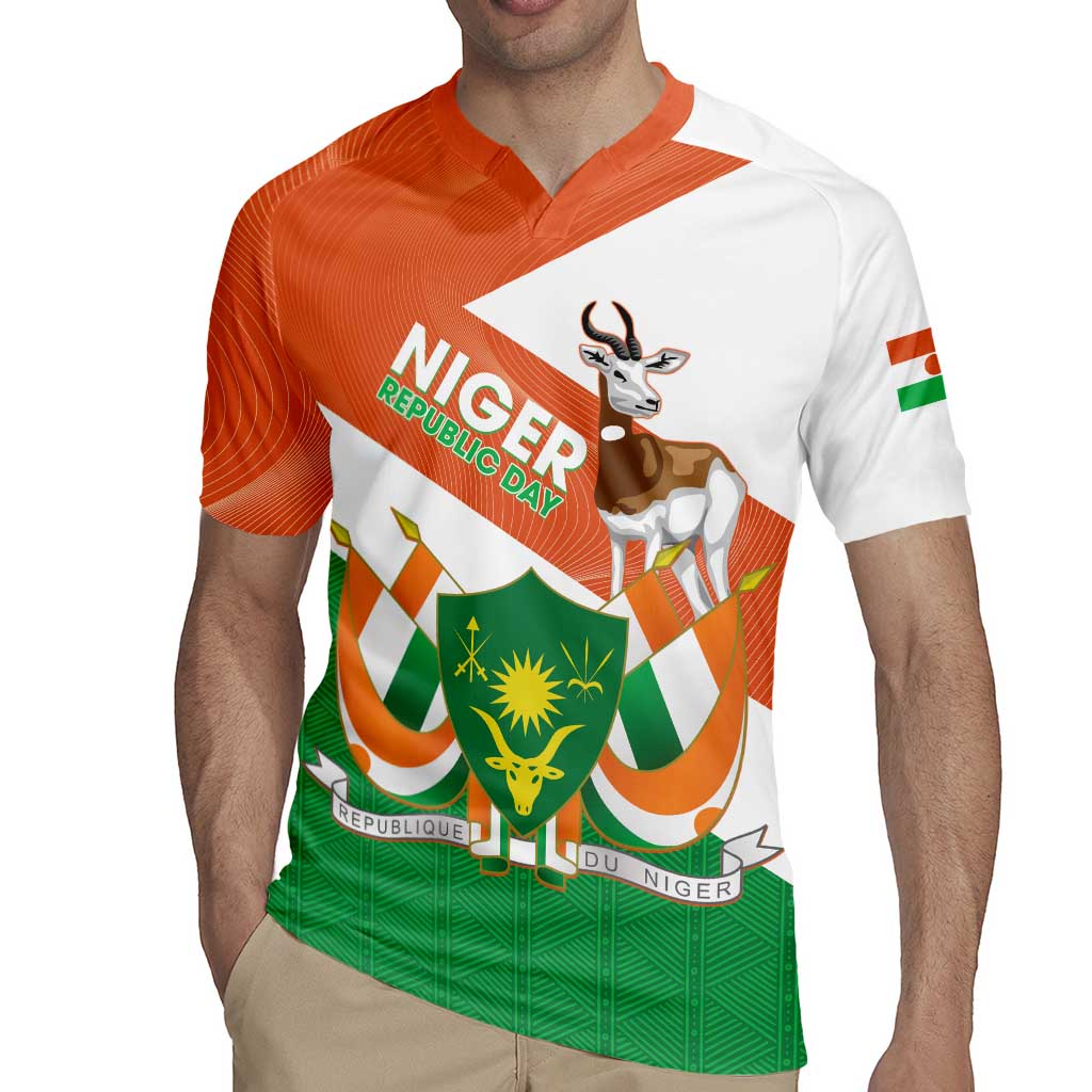 Niger Republic Day Rugby Jersey Coat Of Arms With Dama Gazelle - Wonder Print Shop