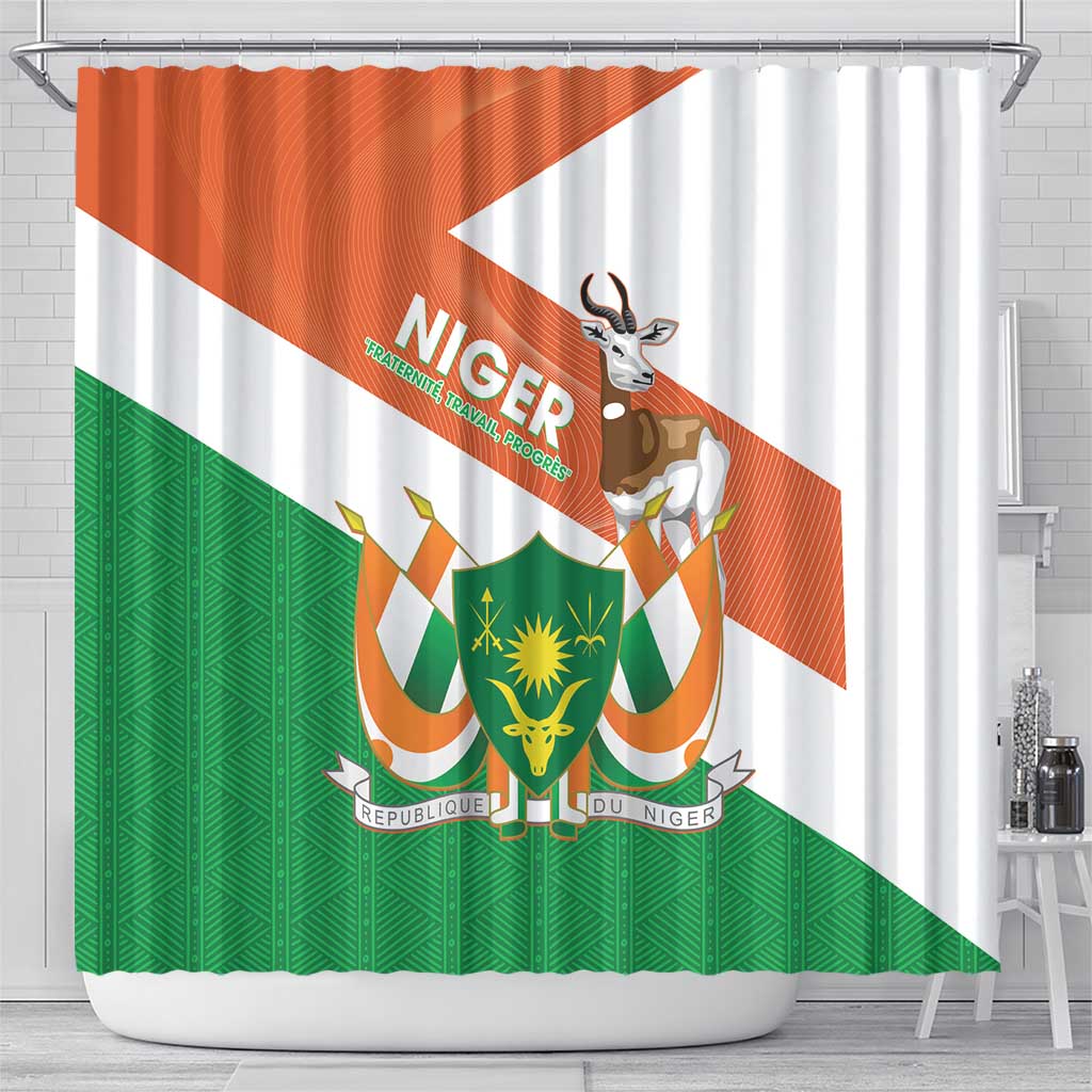 Niger Republic Day Shower Curtain Coat Of Arms With Dama Gazelle