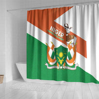 Niger Republic Day Shower Curtain Coat Of Arms With Dama Gazelle