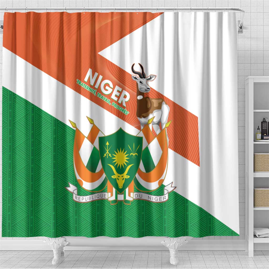 Niger Republic Day Shower Curtain Coat Of Arms With Dama Gazelle