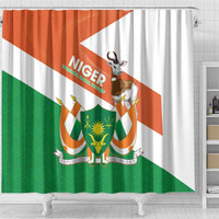 Niger Republic Day Shower Curtain Coat Of Arms With Dama Gazelle