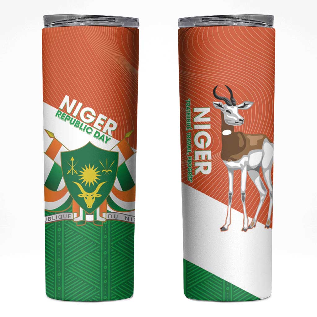 Niger Republic Day Skinny Tumbler Coat Of Arms With Dama Gazelle - Wonder Print Shop