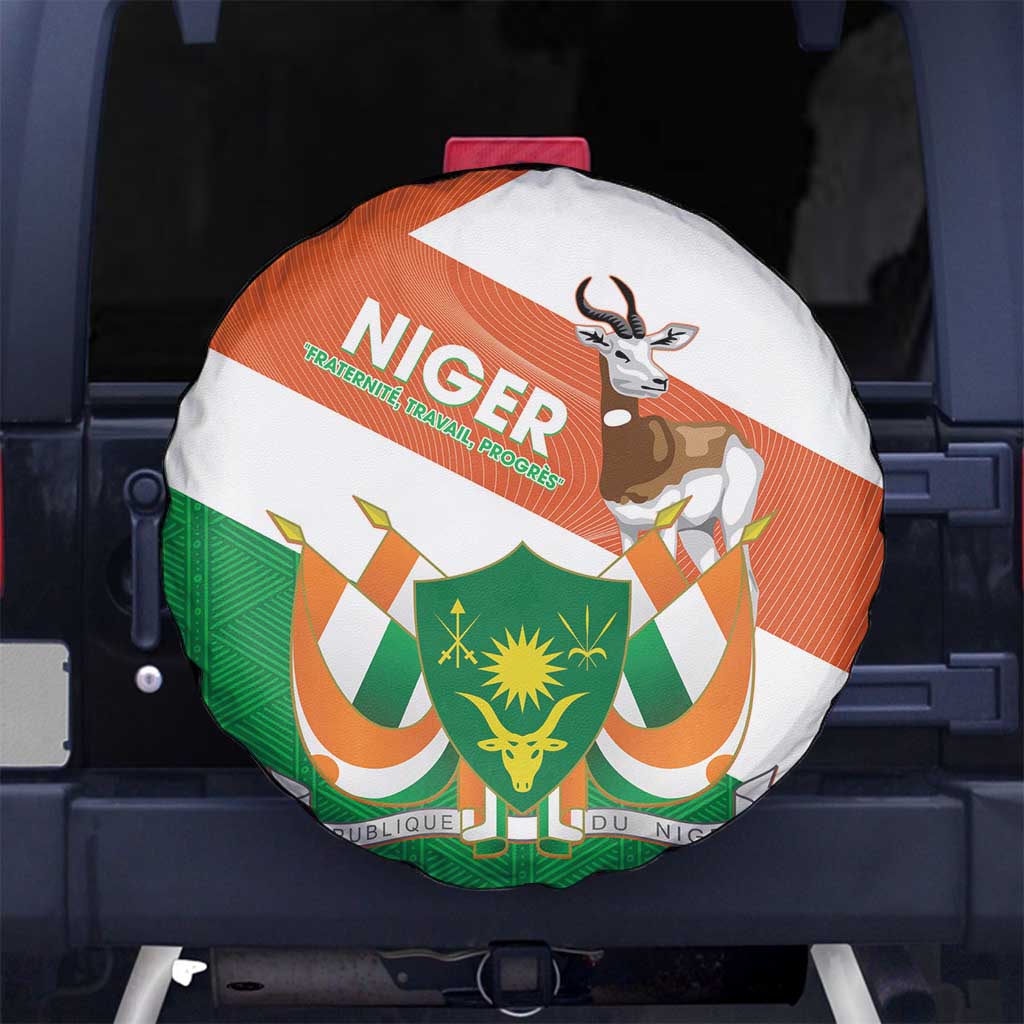 Niger Republic Day Spare Tire Cover Coat Of Arms With Dama Gazelle - Wonder Print Shop