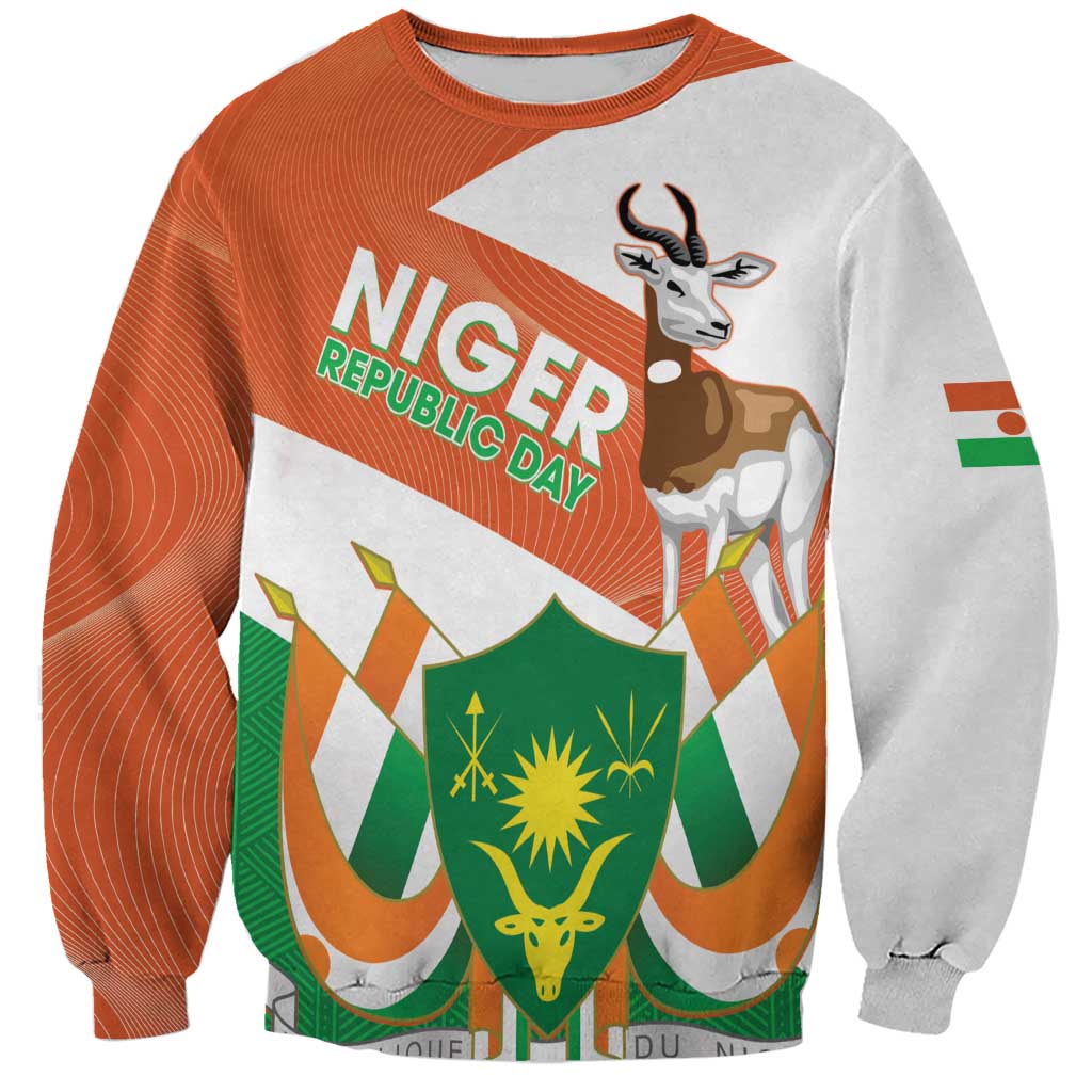 Niger Republic Day Sweatshirt Coat Of Arms With Dama Gazelle - Wonder Print Shop