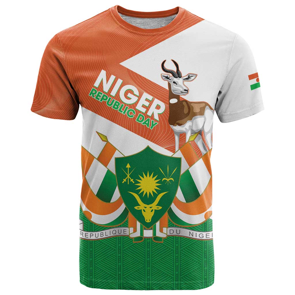 Niger Republic Day T Shirt Coat Of Arms With Dama Gazelle - Wonder Print Shop
