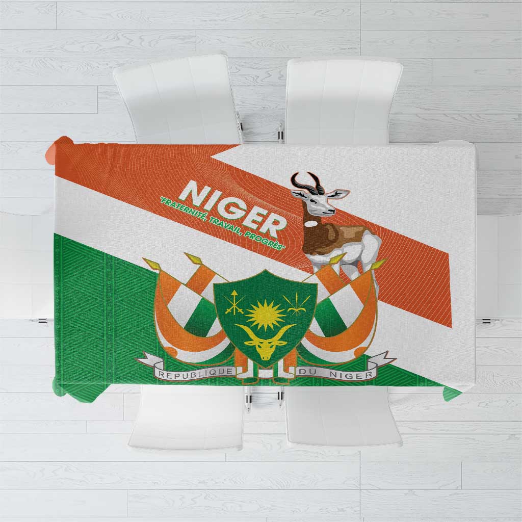 Niger Republic Day Tablecloth Coat Of Arms With Dama Gazelle - Wonder Print Shop
