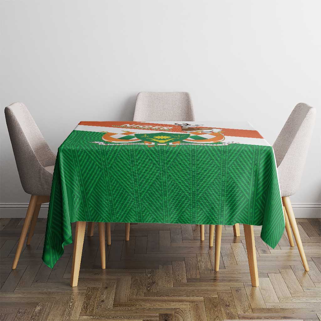 Niger Republic Day Tablecloth Coat Of Arms With Dama Gazelle - Wonder Print Shop