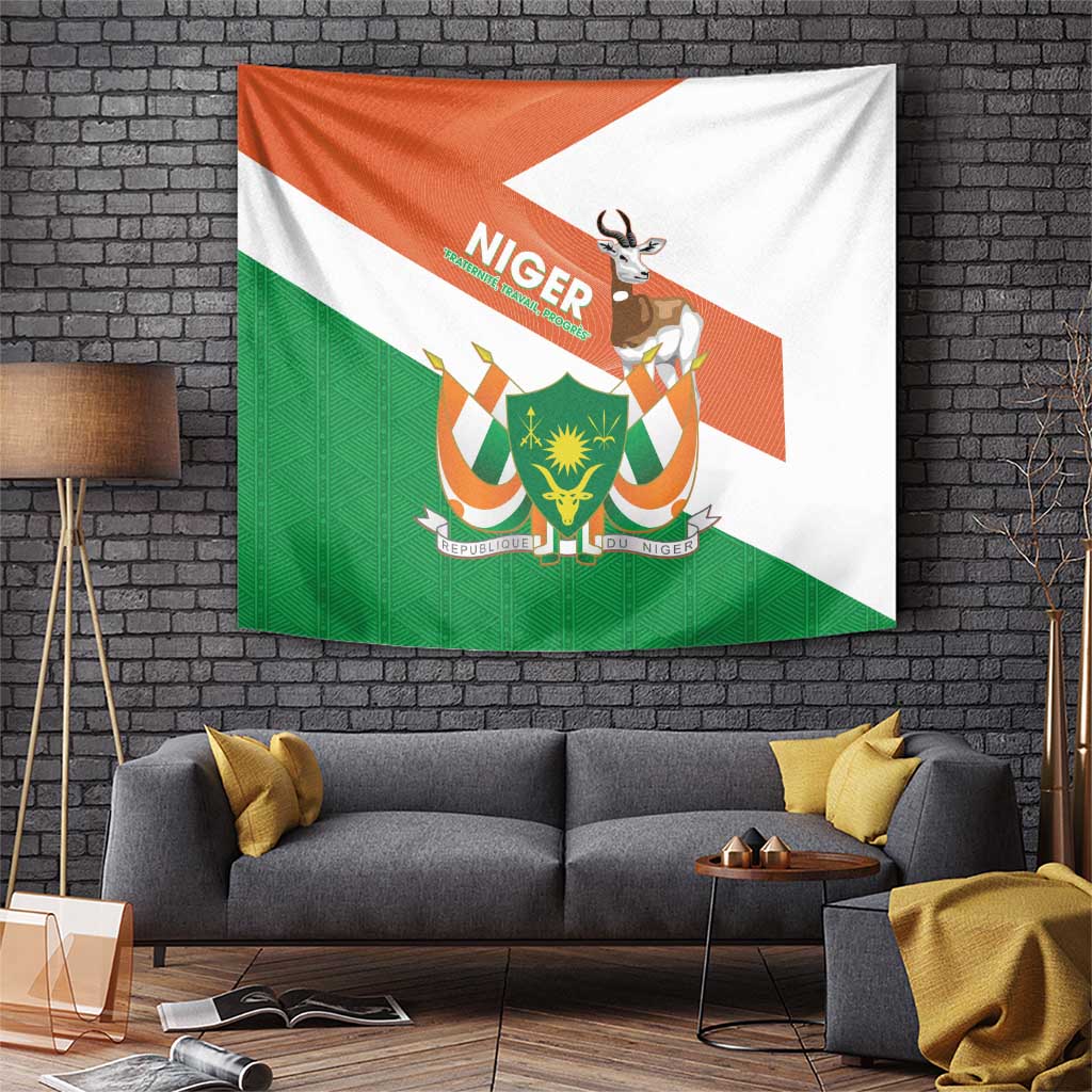 Niger Republic Day Tapestry Coat Of Arms With Dama Gazelle - Wonder Print Shop