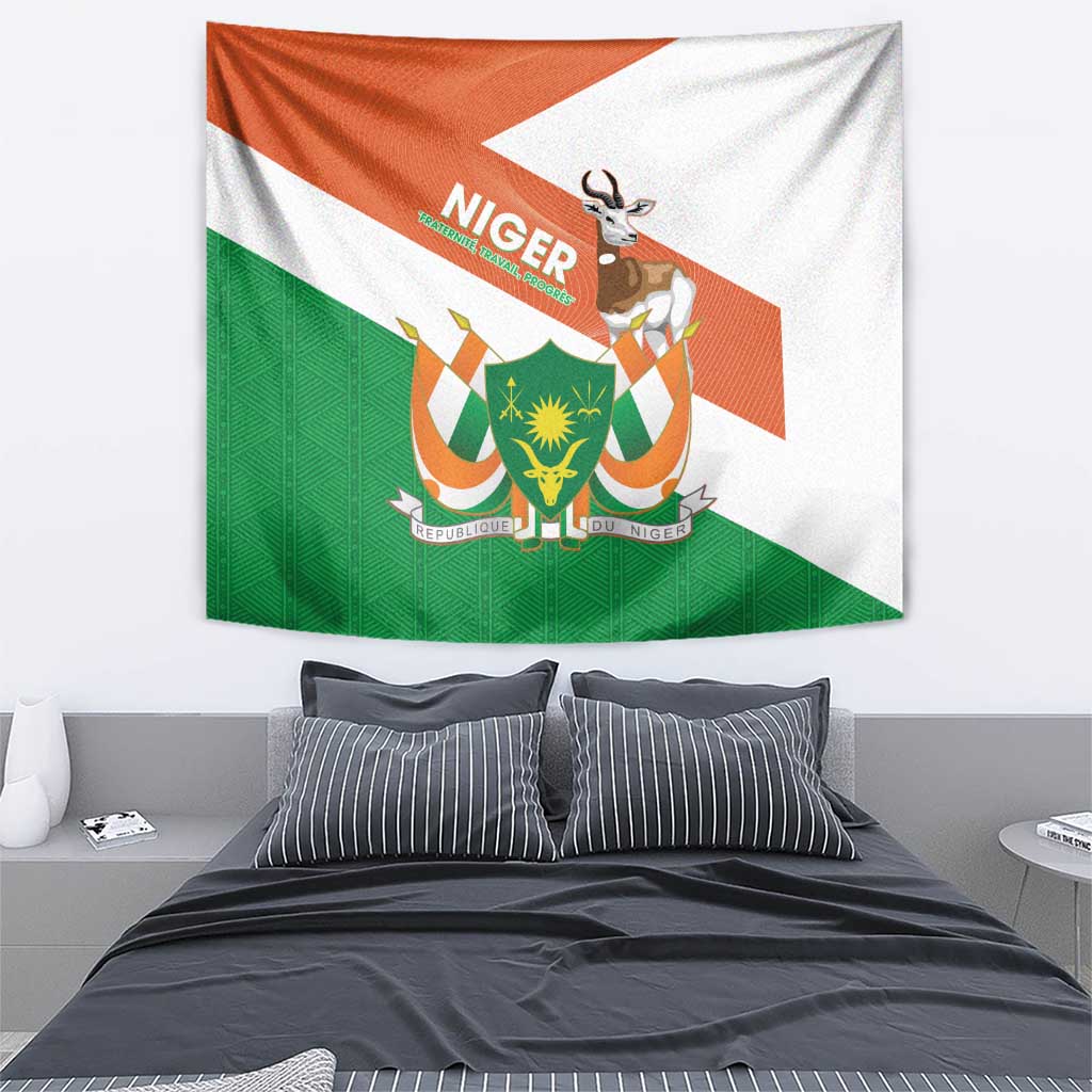 Niger Republic Day Tapestry Coat Of Arms With Dama Gazelle - Wonder Print Shop