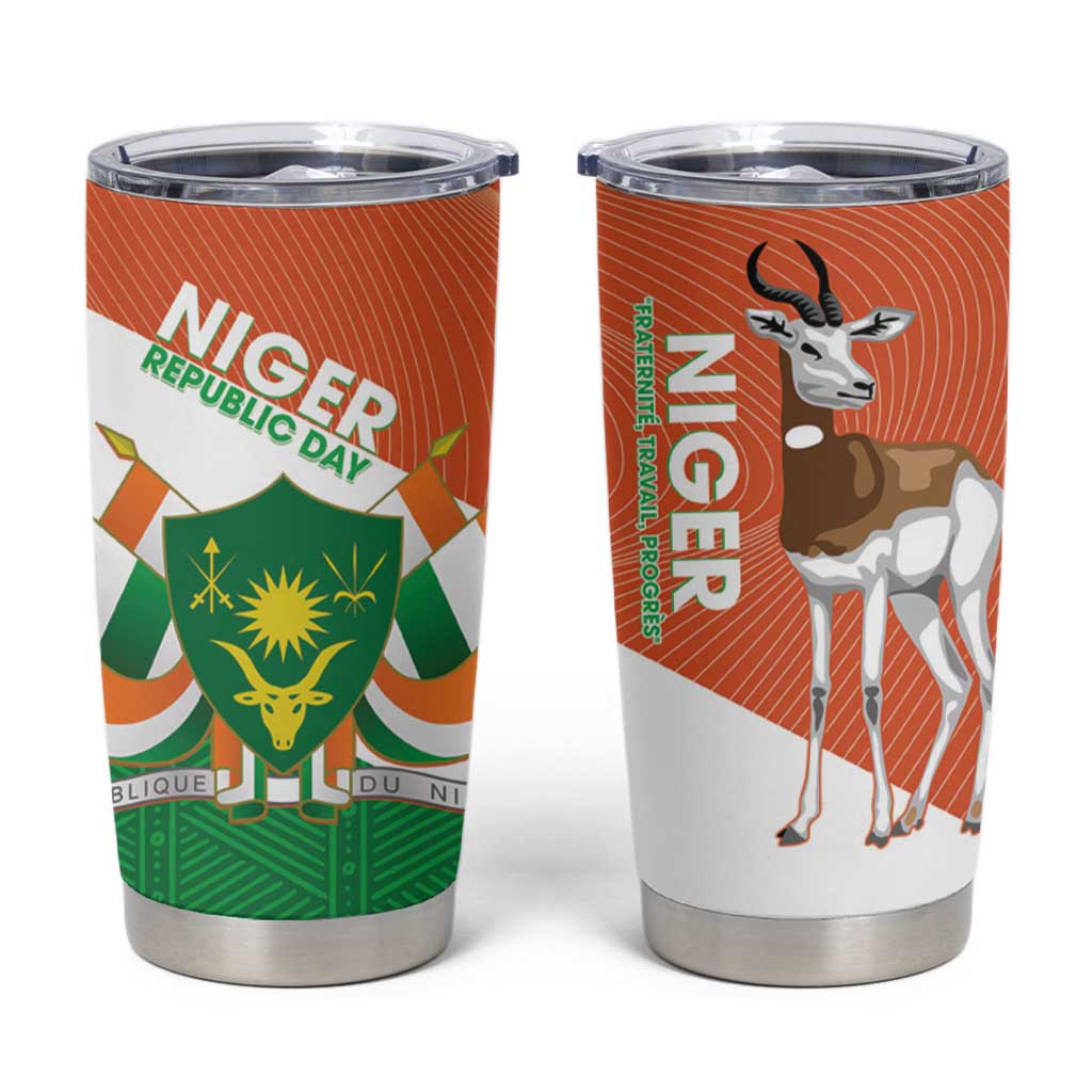 Niger Republic Day Tumbler Cup Coat Of Arms With Dama Gazelle - Wonder Print Shop