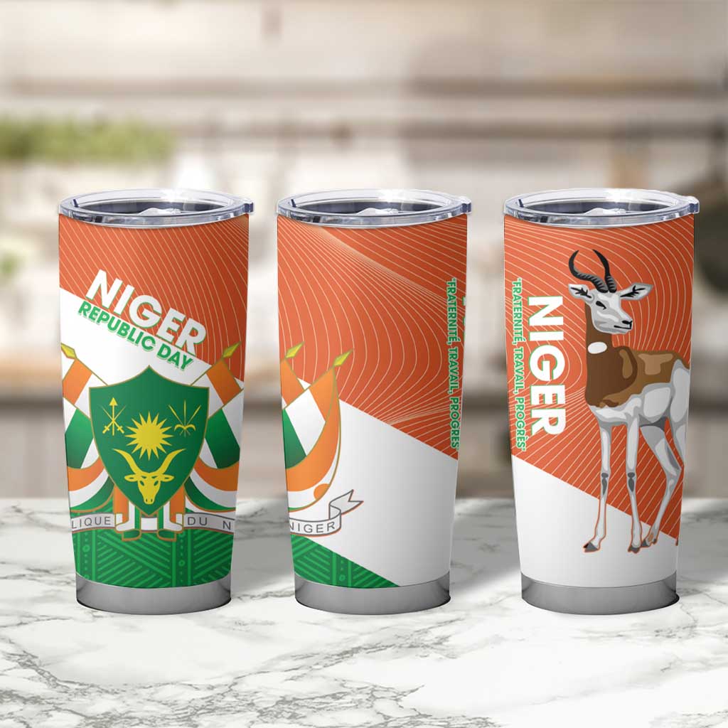 Niger Republic Day Tumbler Cup Coat Of Arms With Dama Gazelle - Wonder Print Shop