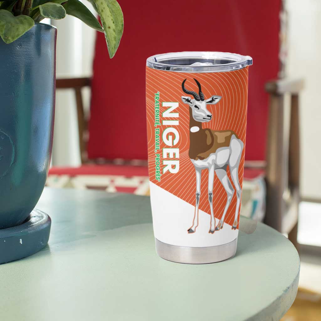 Niger Republic Day Tumbler Cup Coat Of Arms With Dama Gazelle - Wonder Print Shop