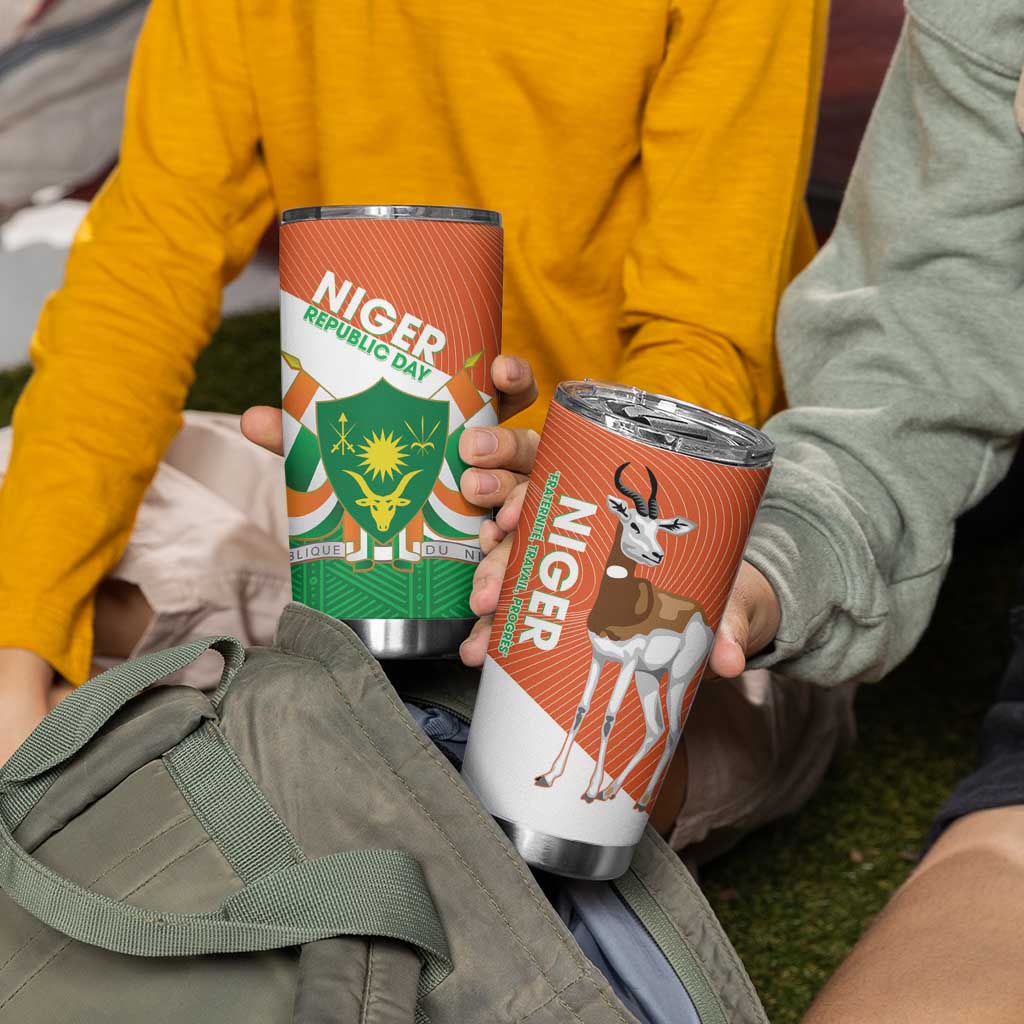 Niger Republic Day Tumbler Cup Coat Of Arms With Dama Gazelle - Wonder Print Shop