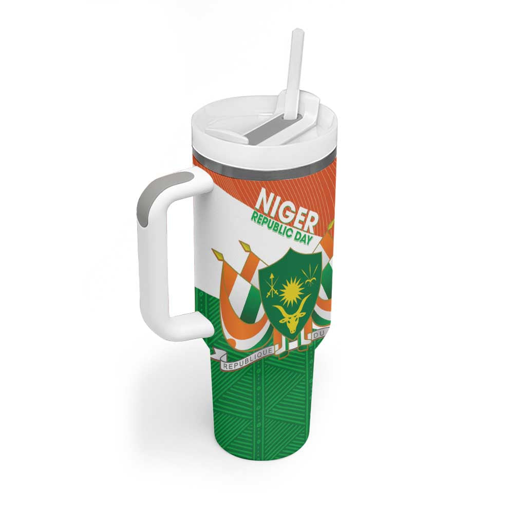 Niger Republic Day Tumbler With Handle Coat Of Arms With Dama Gazelle - Wonder Print Shop