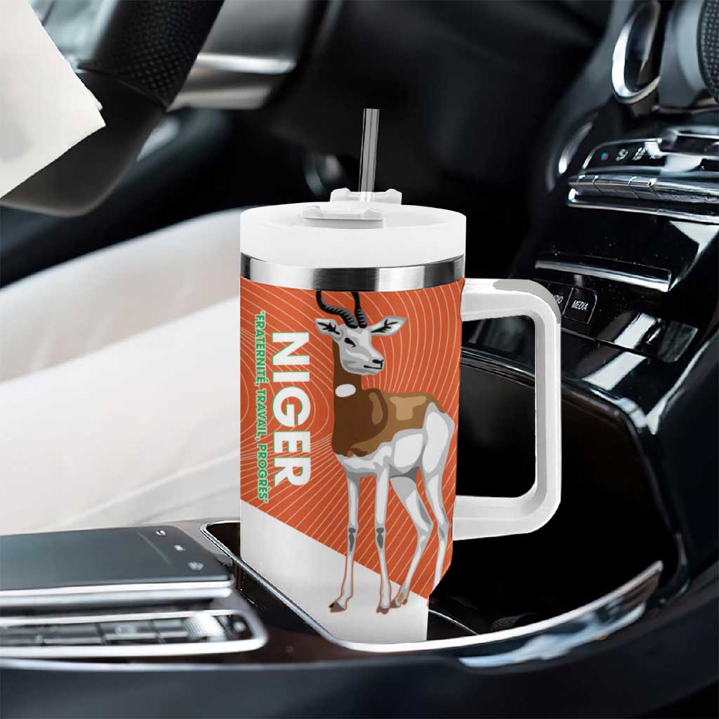Niger Republic Day Tumbler With Handle Coat Of Arms With Dama Gazelle - Wonder Print Shop