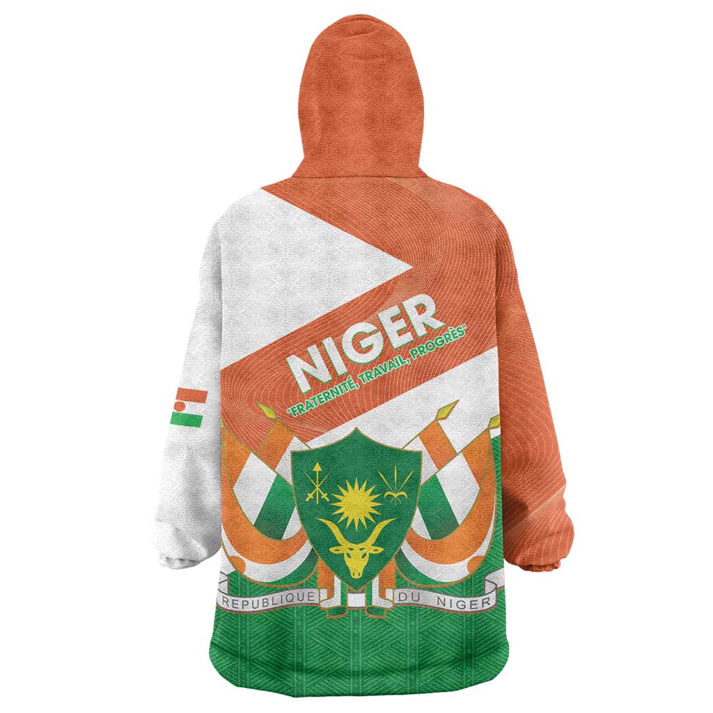 Niger Republic Day Wearable Blanket Hoodie Coat Of Arms With Dama Gazelle - Wonder Print Shop