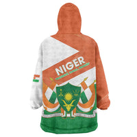 Niger Republic Day Wearable Blanket Hoodie Coat Of Arms With Dama Gazelle - Wonder Print Shop